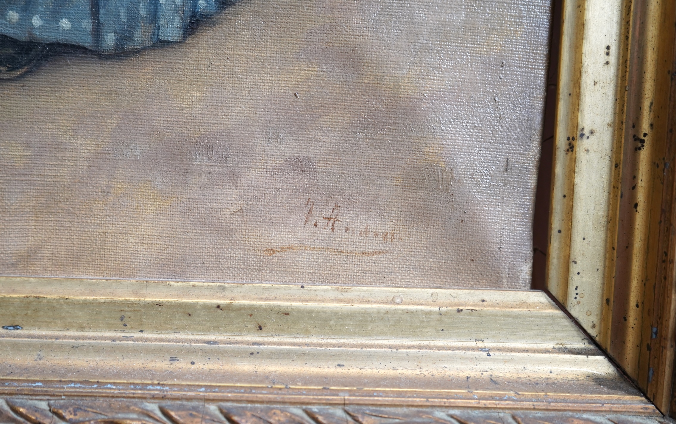 Spanish School, 20th century, Study of a fruit seller on a beach